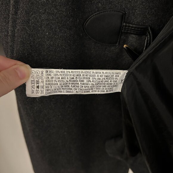 Forever 21 Men's Wool Blend Charcoal Gray Button Up Trench Duffle Peacoat XS - Picture 10 of 10